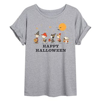 Juniors' Peanuts Halloween Group Oversized Tee
