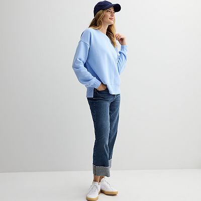 Women's Sonoma Goods For Life® Mixed Ribbed Crewneck Sweatshirt