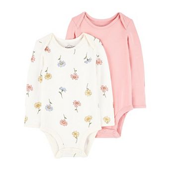 Baby Girl Carter's 2-Pack Long Sleeve PurelySoft Flowers Bodysuits