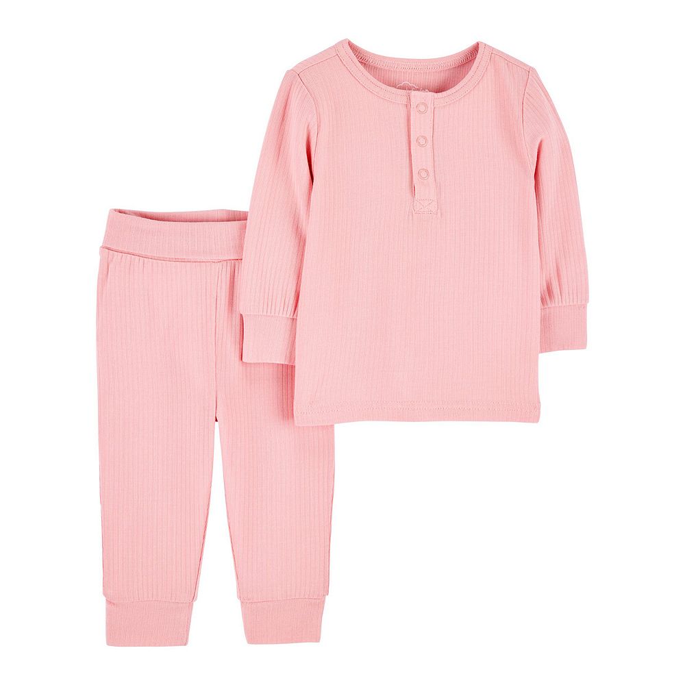 Carter's 4pc Baby Girl Pink Top, Headwrap, Socks and Pants Set