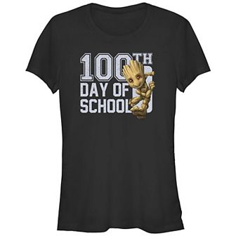 Juniors' Marvel Guardians Of The Galaxy Groot 100th Day Of School Graphic Tee