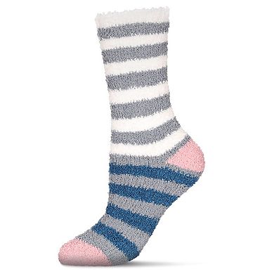 Women's Rugby Multicolor Stripe Plush Cozy Crew Socks