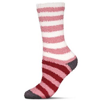 Women's Rugby Multicolor Stripe Plush Cozy Crew Socks