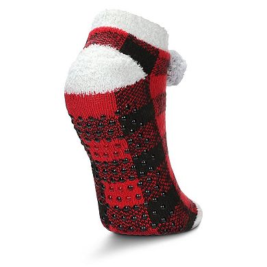Women's Buffalo Plaid Buttersoft Plush Lined Low Cut Socks