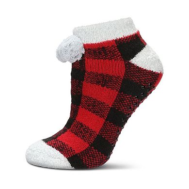 Women's Buffalo Plaid Buttersoft Plush Lined Low Cut Socks