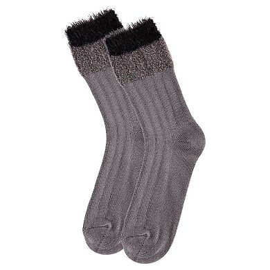 Women's Parfait Fuzzy Cuff Knit Striped Crew Sock