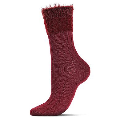 Women's Parfait Fuzzy Cuff Knit Striped Crew Sock