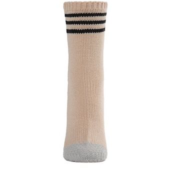 Women's Striped Cuff Heavy Sweater Knit Crew Sock