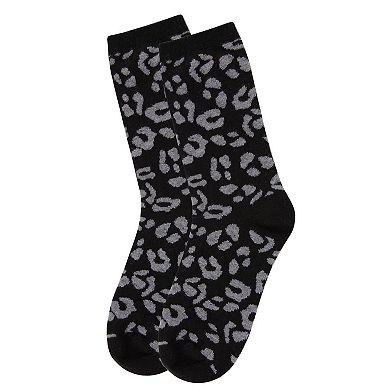 Women's Leopard Animal Print Cashmere Blend Crew Sock
