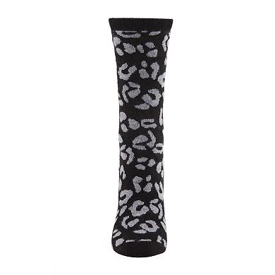 Women's Leopard Animal Print Cashmere Blend Crew Sock