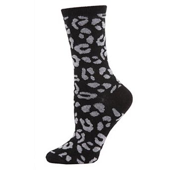Women's Leopard Animal Print Cashmere Blend Crew Sock