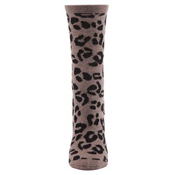 Women's Leopard Animal Print Cashmere Blend Crew Sock