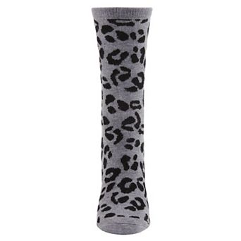 Women's Leopard Animal Print Cashmere Blend Crew Sock