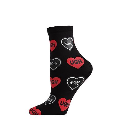 Women's Nope Conversation Hearts Print Anklet Sock