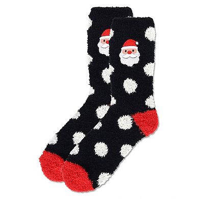 Women's Polka Dot Santa Embroidery Cozy Socks