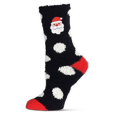 Women's Polka Dot Santa Embroidery Cozy Socks