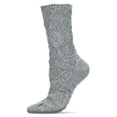 Weaved Flower Chunky Knit Crew Sock