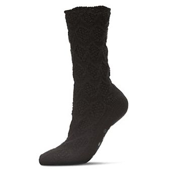 Weaved Flower Chunky Knit Crew Sock
