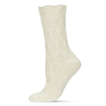 Weaved Flower Chunky Knit Crew Sock