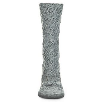 Weaved Flower Chunky Knit Crew Sock