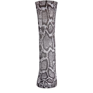 Women's Faux Snakeskin Print Fishnet Textured Crew Sock