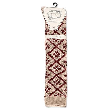 Women's Open Crochet Diamond Pattern Chunky Knee High Sock