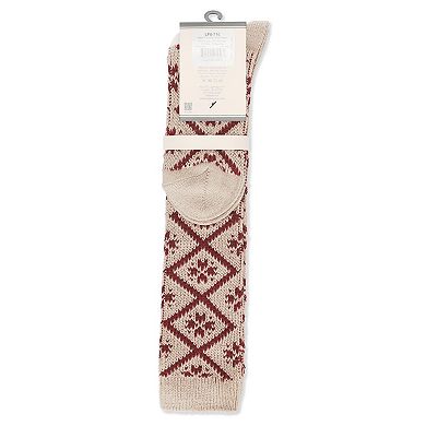 Women's Open Crochet Diamond Pattern Chunky Knee High Sock