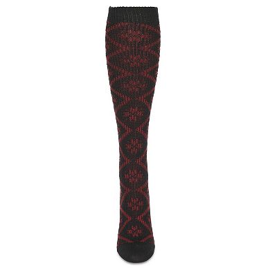 Women's Open Crochet Diamond Pattern Chunky Knee High Sock