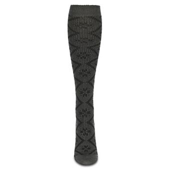 Women's Open Crochet Diamond Pattern Chunky Knee High Sock