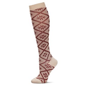 Women's Open Crochet Diamond Pattern Chunky Knee High Sock