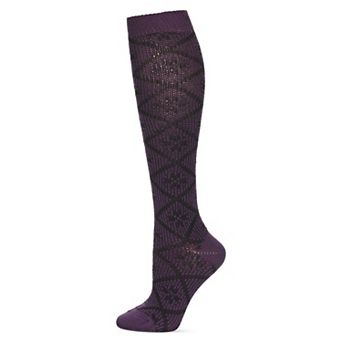 Women's Open Crochet Diamond Pattern Chunky Knee High Sock