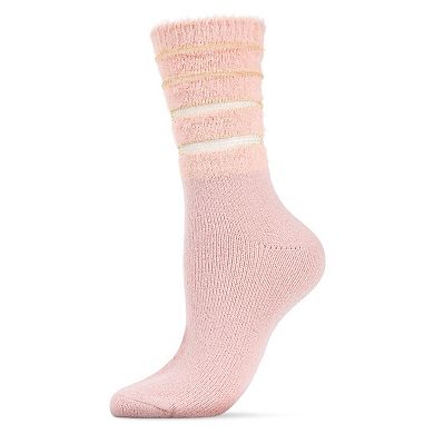 Women's Luxe Shimmer Striped Plush Fuzzy Crew Sock