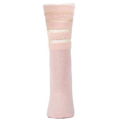 Women's Luxe Shimmer Striped Plush Fuzzy Crew Sock