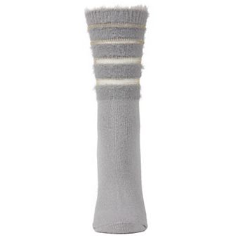 Women's Luxe Shimmer Striped Plush Fuzzy Crew Sock