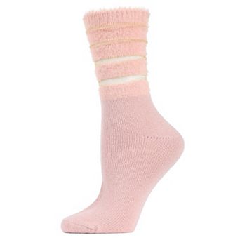 Women's Luxe Shimmer Striped Plush Fuzzy Crew Sock