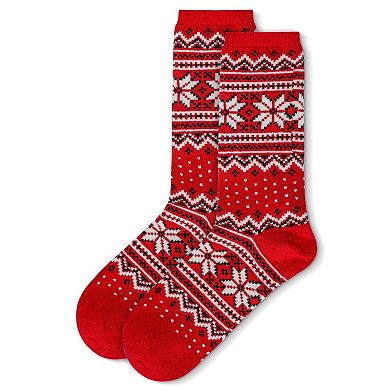 Women's Fair Isle Frost Wintry Cashmere Blend Crew Sock