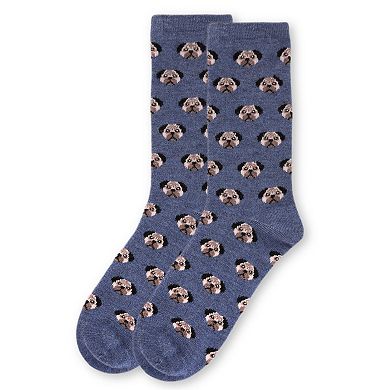 Women's Cute Puppy Dog Face Cashmere Blend Crew Sock