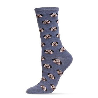 Women's Cute Puppy Dog Face Cashmere Blend Crew Sock