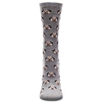 Women's Cute Puppy Dog Face Cashmere Blend Crew Sock