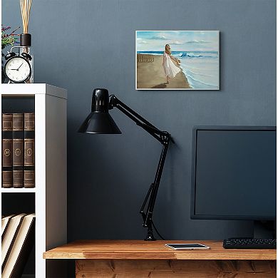 Stupell Home Decor Walk On The Beach Blue Ocean Painting Wall Art