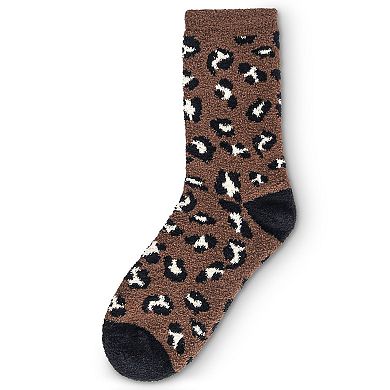 Women's Leopard Super Soft Cozy Crew Socks