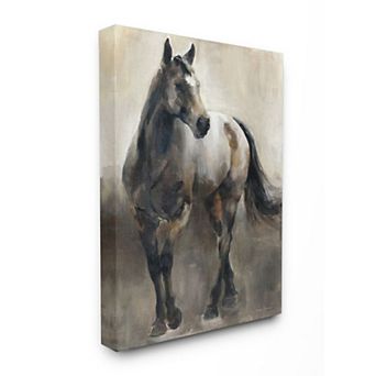 Stupell Home Decor Abstract Wild Horse Stance Brown Black Canvas Wall Art