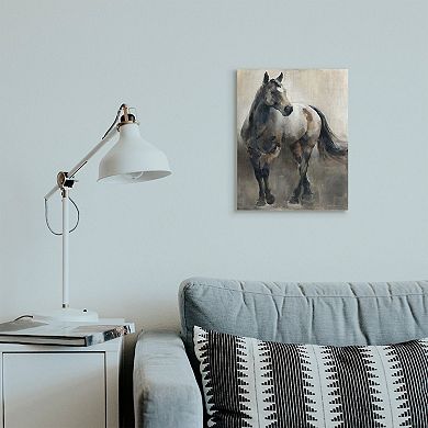 Stupell Home Decor Abstract Wild Horse Stance Brown Black Canvas Wall Art