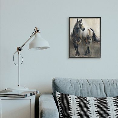 Stupell Home Decor Abstract Wild Horse Stance Brown Black Framed Wall Art