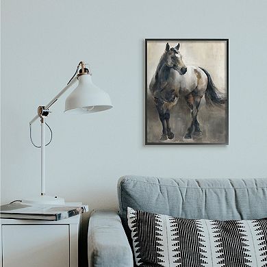 Stupell Home Decor Abstract Wild Horse Stance Brown Black Framed Wall Art