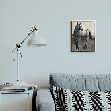 Stupell Home Decor Abstract Wild Horse Stance Brown Black Framed Wall Art