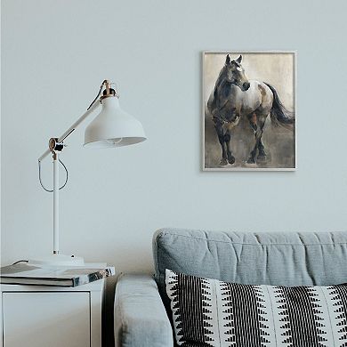 Stupell Home Decor Abstract Wild Horse Stance Brown Black Framed Wall Art