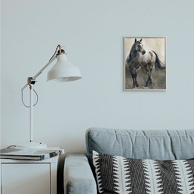 Stupell Home Decor Abstract Wild Horse Stance Brown Black Framed Wall Art