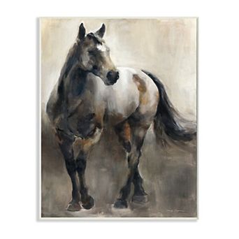 Stupell Home Decor Abstract Wild Horse Stance Brown Black Wall Art