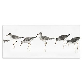 Stupell Home Decor Beach Bird Sandpipers Minimal Grey White Canvas Wall Art